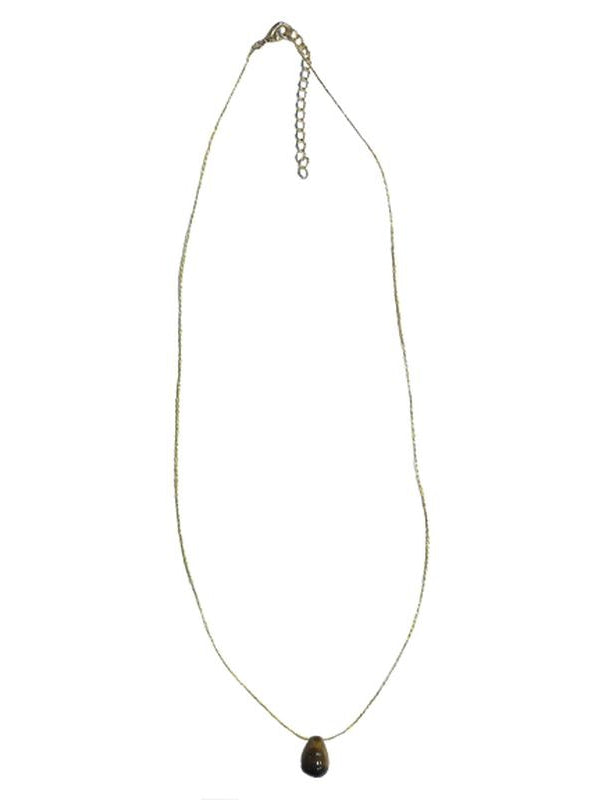 Collier Oeil de Tigre briolette Fil coton doré
