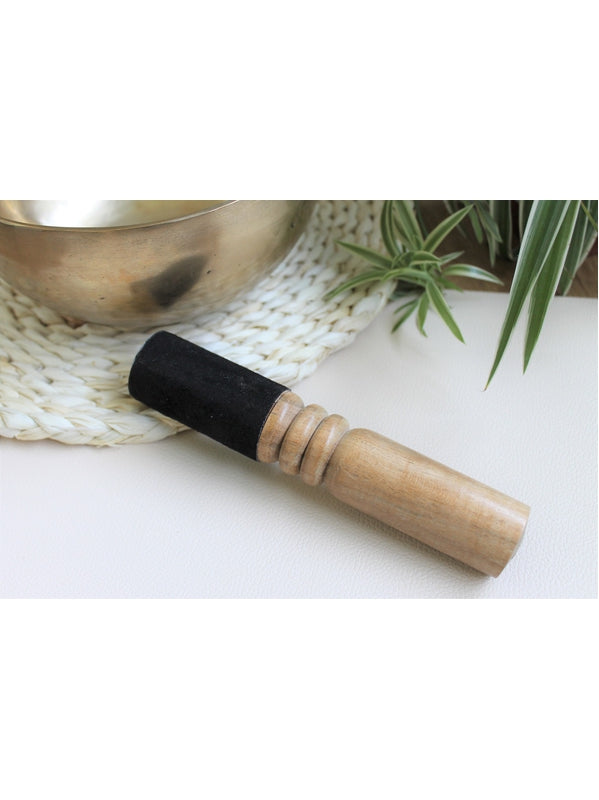 Bâton pour Bol Chantant en Bois et Cuir Noir 19 cm