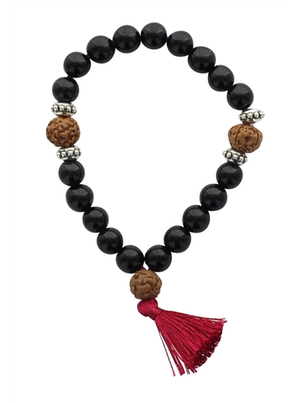 Bracelet Mala en Obsidienne Noire et Rudraksha