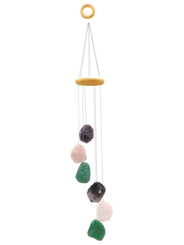Carillon à vent Pierre brute Quartz Rose Améthyste Aventurine Verte