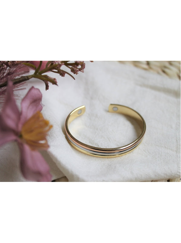 Bracelet Cuivre avec Aimants Jonc Arrondi 3 Métaux