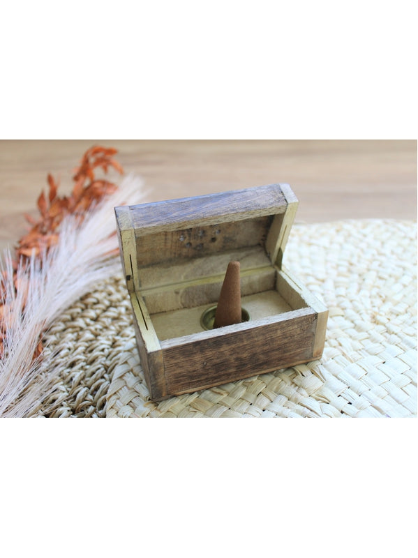 Boîte Porte-encens Cône en Bois de manguier Rectangulaire