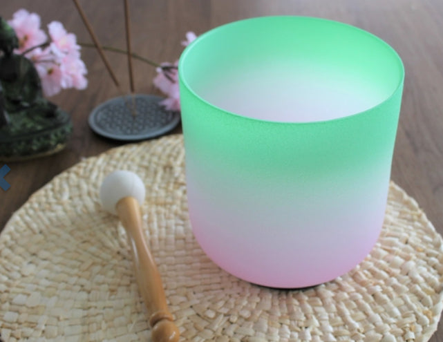 Bol Chantant en Cristal Candy Rose et Vert Diamètre 15 cm