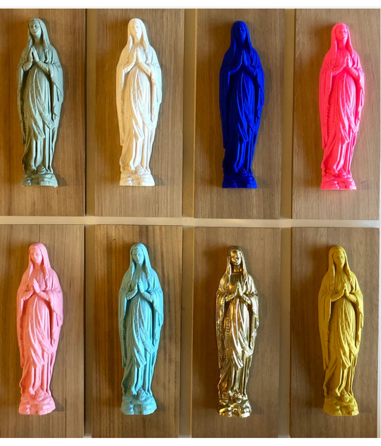 Cadre en bois Vierge colorée