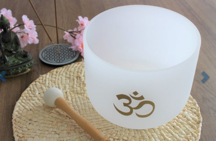 Bol Chantant en Cristal Om Blanc Diamètre 20 cm