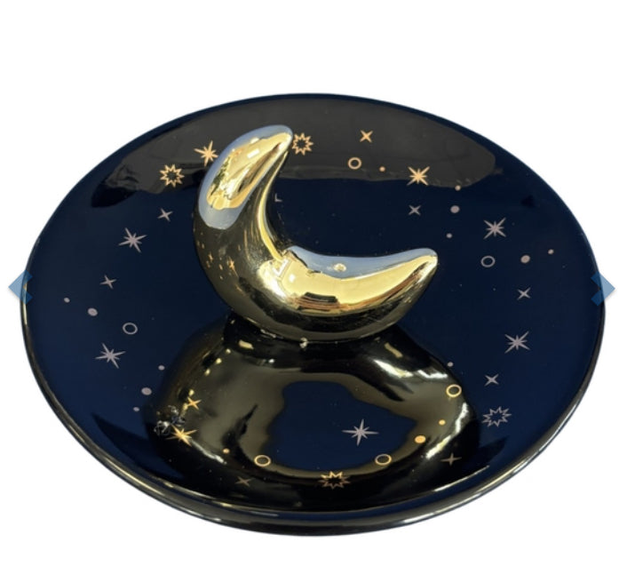 Porte-encens en céramique Croissant de Lune Doré