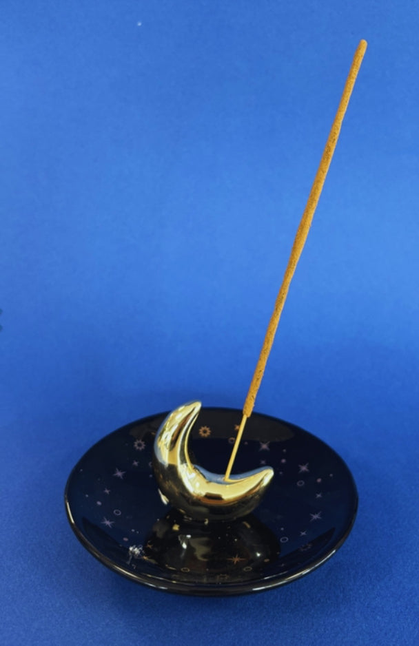 Porte-encens en céramique Croissant de Lune Doré