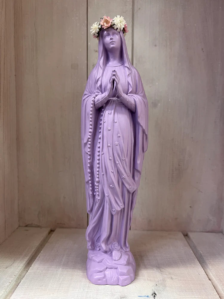 Statuette Vierge 25 cm Couronnée Fleurie - divers coloris