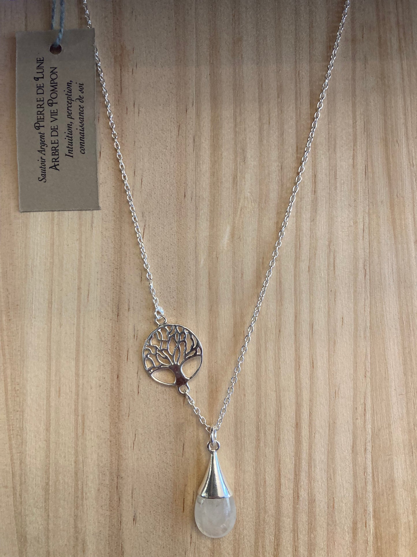 Collier en argent arbre de Vie et pierre de Lune