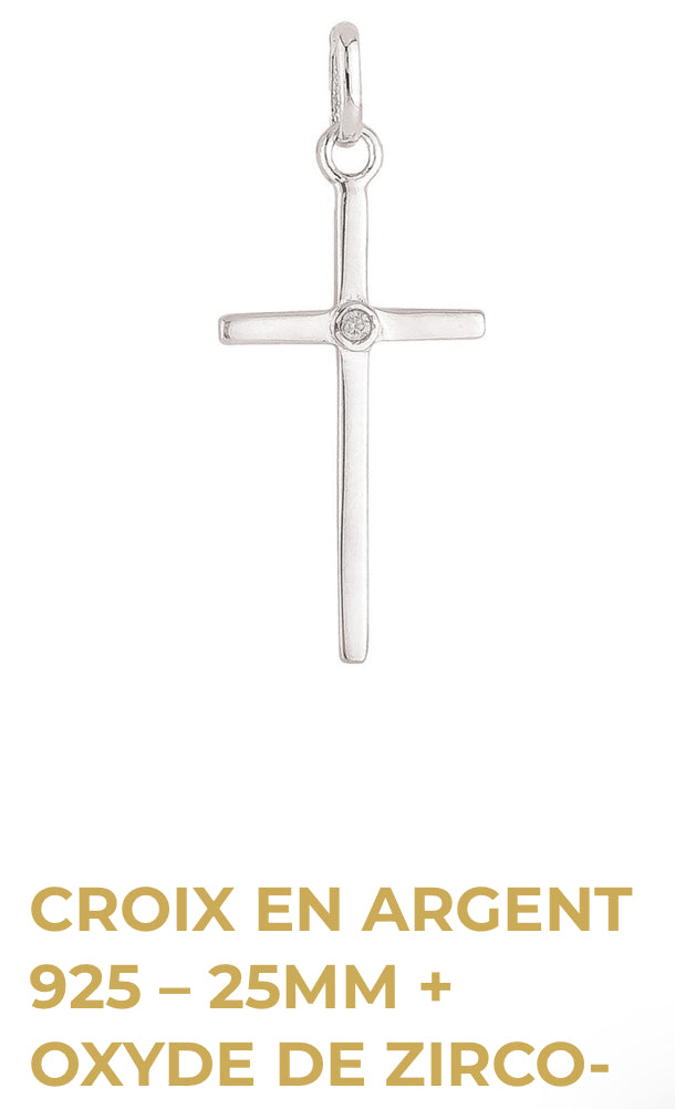 Croix en Argent 925 - oxyde de zirconium
