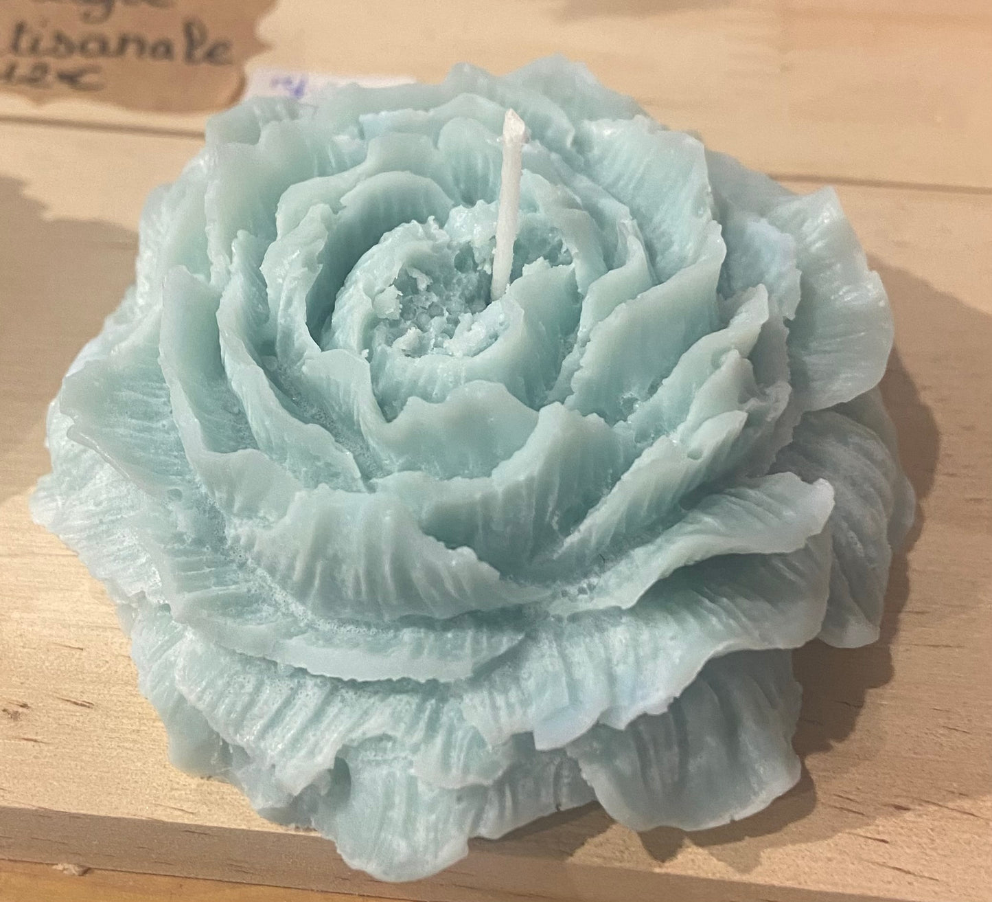 Bougie " Délicate Rose " Vert - eau