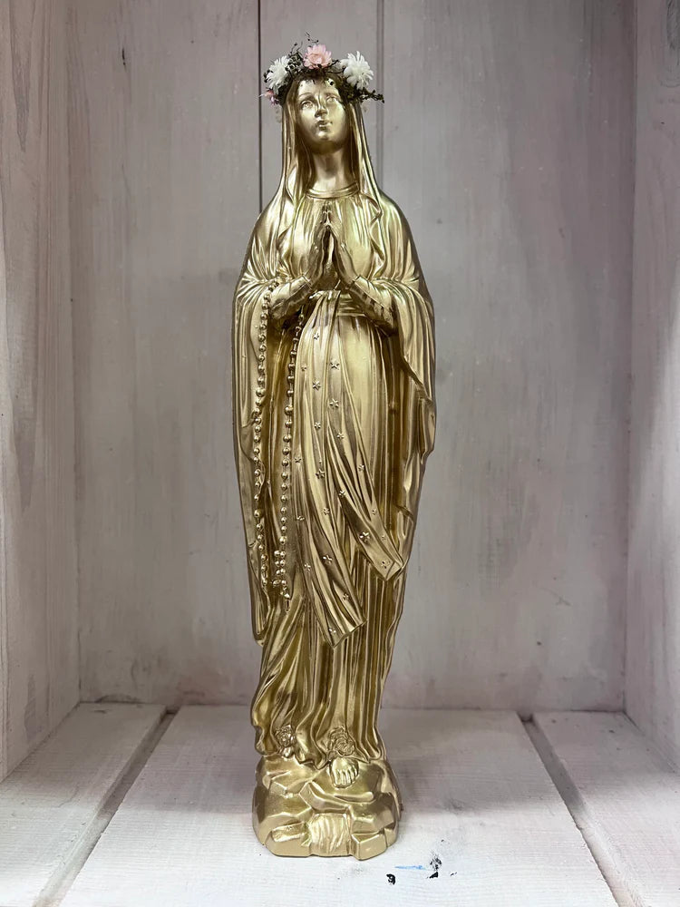 Statuette Vierge 25 cm Couronnée Fleurie - divers coloris