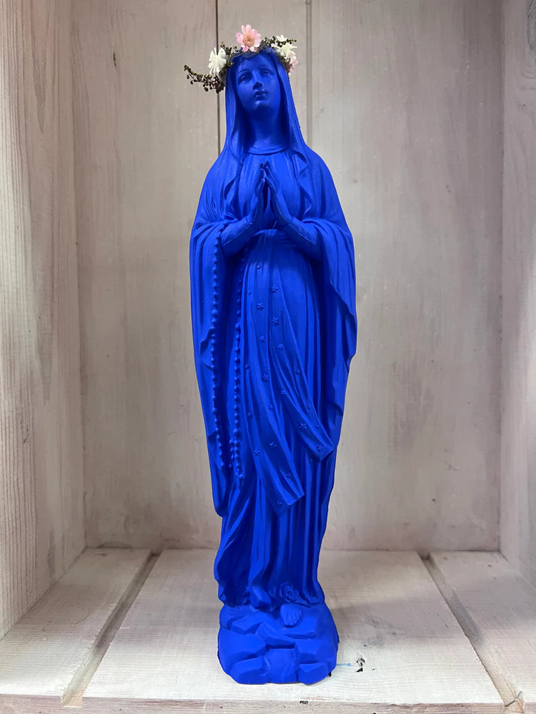 Statuette Vierge 25 cm Couronnée Fleurie - divers coloris