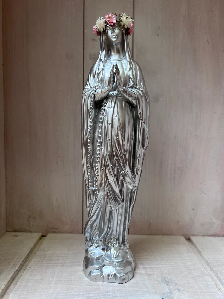Statuette Vierge 25 cm Couronnée Fleurie - divers coloris
