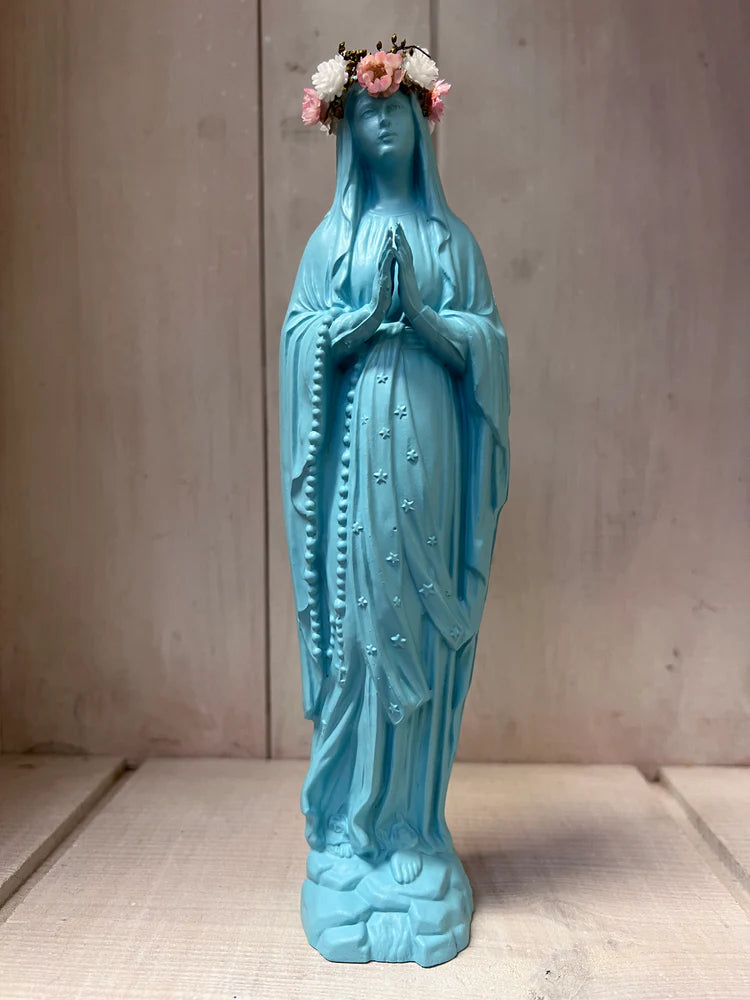 Statuette Vierge 25 cm Couronnée Fleurie - divers coloris