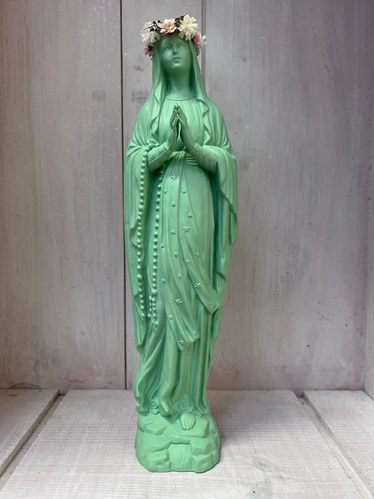 Statuette Vierge 25 cm Couronnée Fleurie - divers coloris