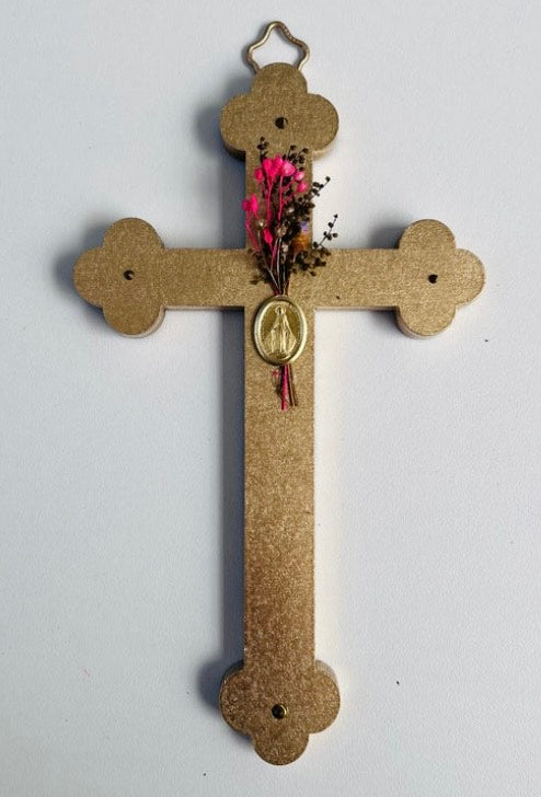 Crucifix Doré fleuri