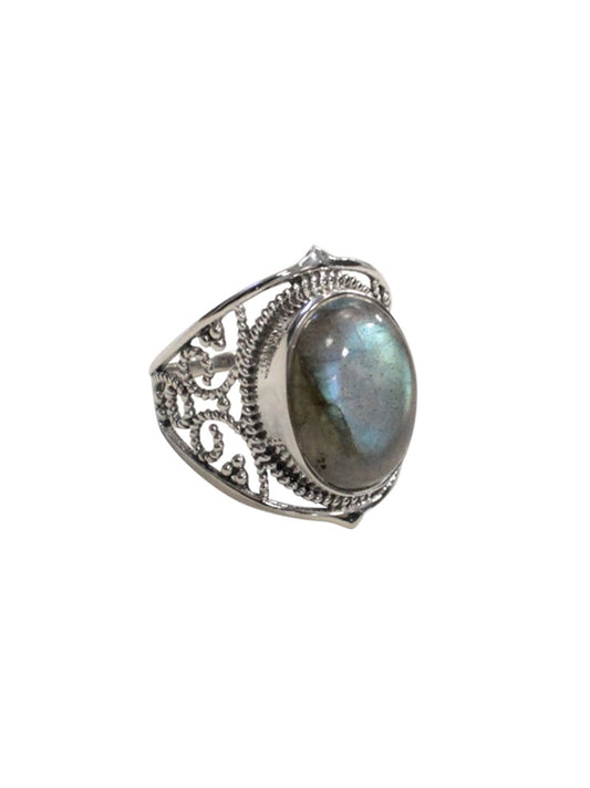 Bague en labradorite et argent taille 52