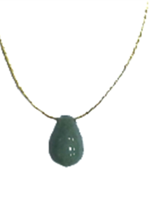 Collier Aventurine verte briolette Fil coton doré