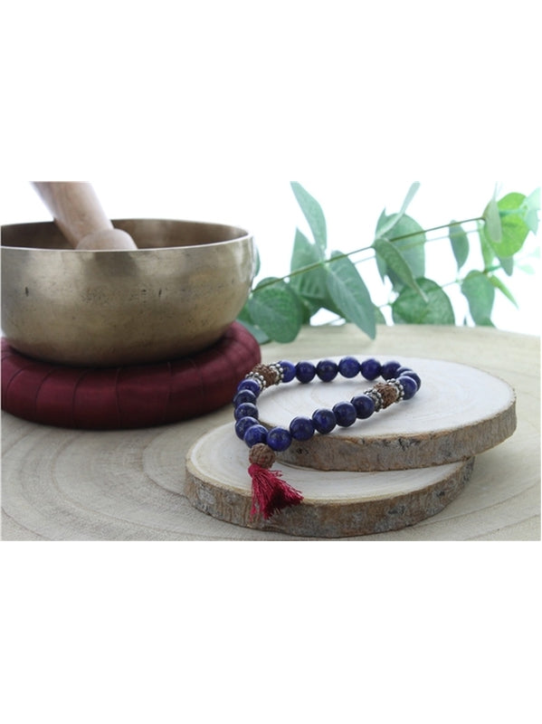 Bracelet Mala en Lapis Lazuli et Rudraksha