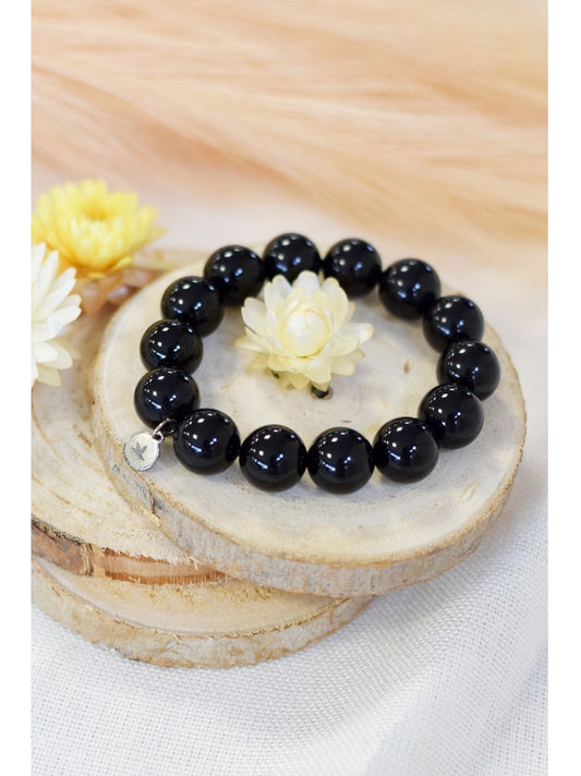 Bracelet Onyx Perles rondes 14 mm
