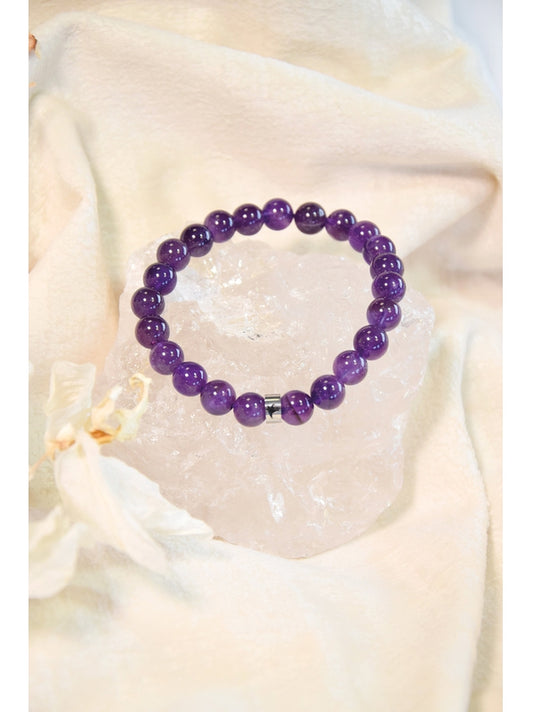 Bracelet Améthyste Perles rondes 8 mm