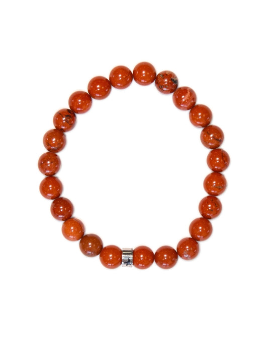 Bracelet Jaspe Rouge Perles rondes 8 mm