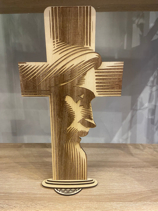 Croix Bois Visage Jésus