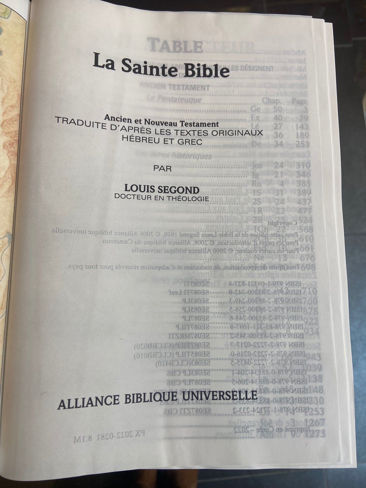 Bible version Louis Segond-  Gros caractère