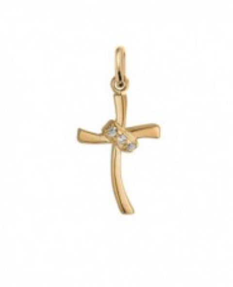 Croix en Plaqué Or - Oxyde de zirconium
