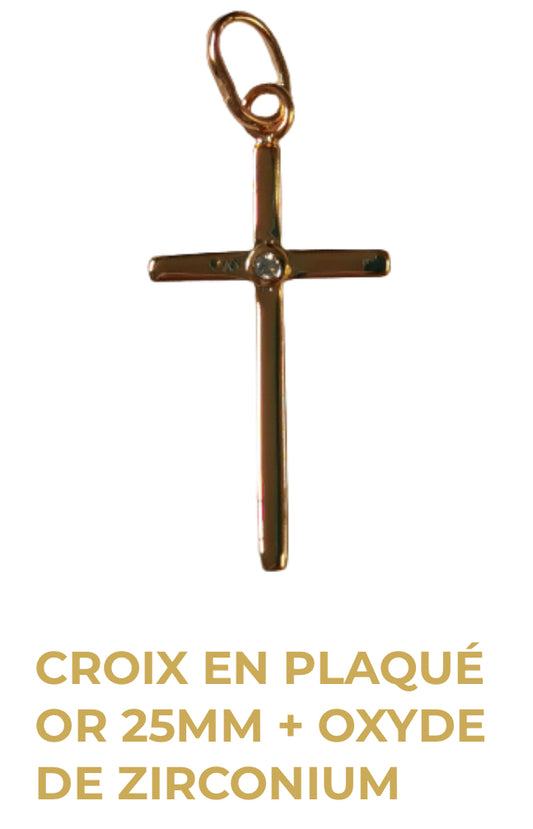 Croix en Plaqué or - Oxyde de Zirconium