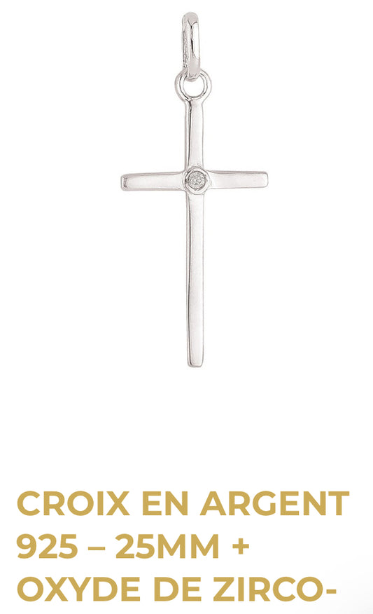 Croix en Argent 925 - oxyde de zirconium