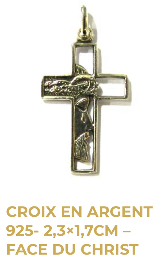Croix en Argent 925 - Visage du Christ