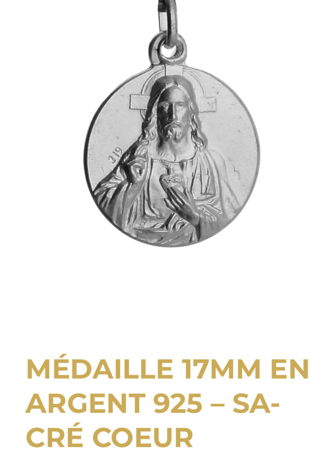 Médaille Argent 925 -  Sacré coeur Jésus