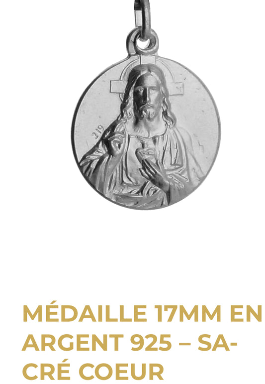 Médaille Argent 925 -  Sacré coeur Jésus