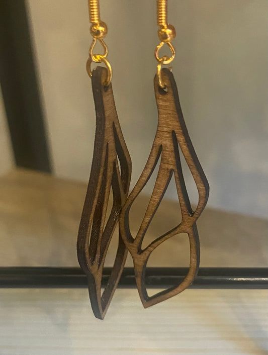 Boucles d'oreilles en Bois - Ailes de fée