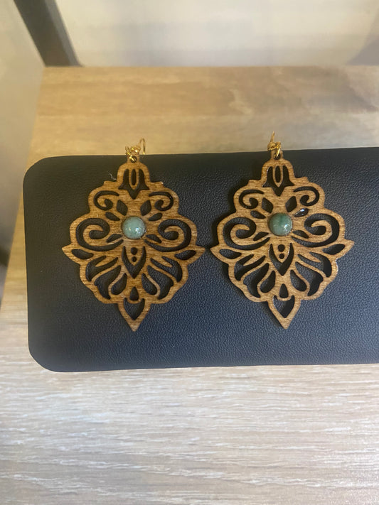 Boucles d'oreilles en Bois et aventurine