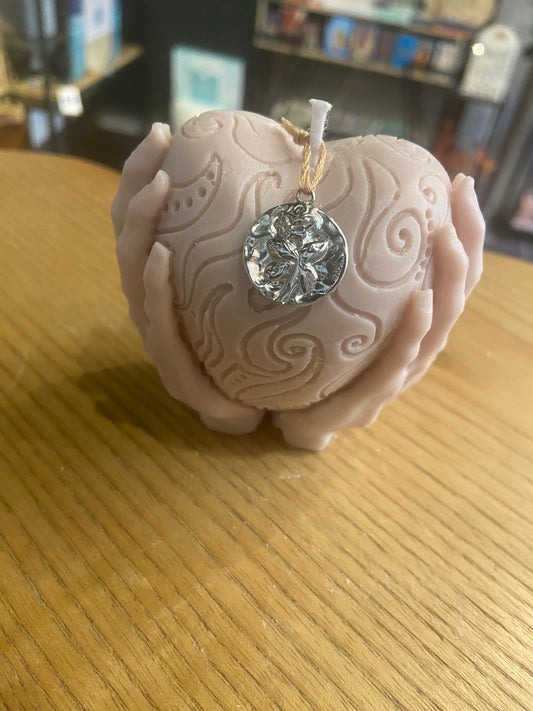 Bougie Pendentif " Main sur le coeur "